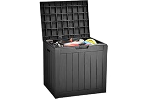 YITAHOME 31 Gallon Outdoor Storage Box, Waterproof Resin Deck Box with Lockable Lid for Patio, Garden Tools, Pool Accessories