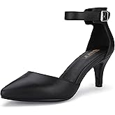 IDIFU Women's IN3 D'Orsay Pumps Low Kitten Heels for Women Dress Shoes Pointed Closed Toe Wedding Bride Ankle Strap Dressy Silver Black Nude White Gold Heels for Women