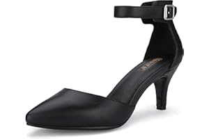 IDIFU Women's IN3 D'Orsay Pumps Low Kitten Heels for Women Dress Shoes Pointed Closed Toe Wedding Bride Ankle Strap Dressy Silver Black Nude White Gold Heels for Women