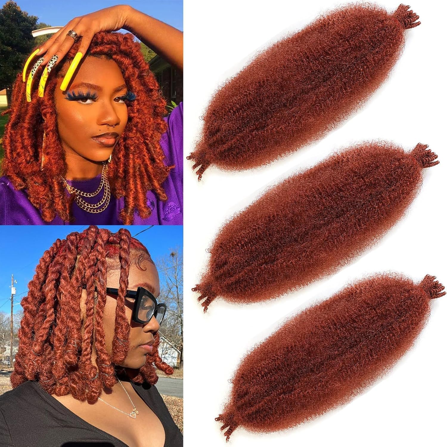8 Packs Marley Twist Hair 18 Inch Pre-Separated Springy Afro Twist Hair Extension Afro Kinky Hair for Braiding Marley Kinky Braiding for Black Women (#350, 18 Inch (Pack of 8)) — image 1