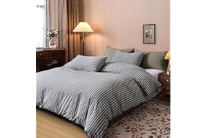 TAZMKEZM Grey White Duvet Cover Cotton Duvet Cover 100% Washed Cotton (90x90 Inch) Queen Duvet Cover with Zipper Closure Kids Duvet Cover Soft Breathable and Sweat Absorbing Dedding