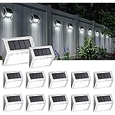 SOLPEX Solar Fence Lights, 12 Pack Solar Powered Deck Lights Outdoor Waterproof,4 LEDs Solar Step Lighting for Stair Stairway Patio Porch Pathway Walkway Garden (Cold White)