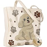 Miss Adola Embroidery Tote Bag with Pocket & Buckle - Reusable Canvas Tote for Women Cute Aesthetic Work Shopping Grocery Bag