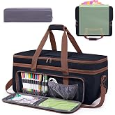 Double Layer Carrying Case with Cutting Mat Pocket &amp; Accessories Storage | For Criut Maker 4/3, Explore 4/3 &amp; Air 2; Cutting Machine Organizer for Accessories and Suppliers with Secure Straps