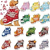 Barydat 16 Pcs Seasonal Dachshund Dog Sign for All Seasons Lovely Interchangeable Front Door Decoration, Wooden Rustic Holiday Door Winter Spring Wall Decor(Cute Dog)