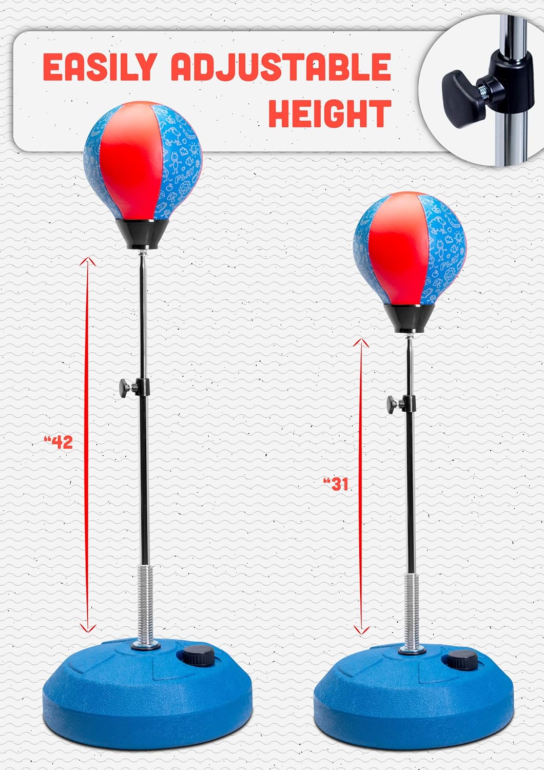 Punching Bag Reflex Boxing Bag with Stand, Height Adjustable - Freestanding Punching Ball Speed Bag - Great for MMA Training, Stress Relief & Fitness (Kids) : Sports & Outdoors