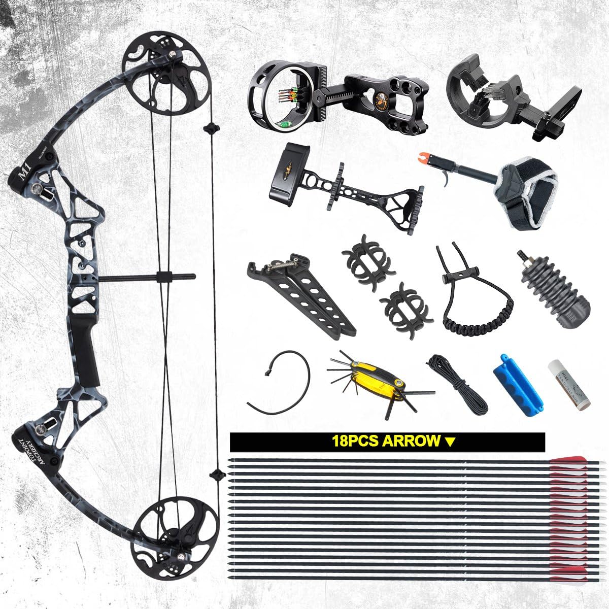 ANTSIR Compound Bow Kit for Adult,19-70 Lbs,19"-30" Archery Hunting Equipment 320fps,80% Let Off Right Hand