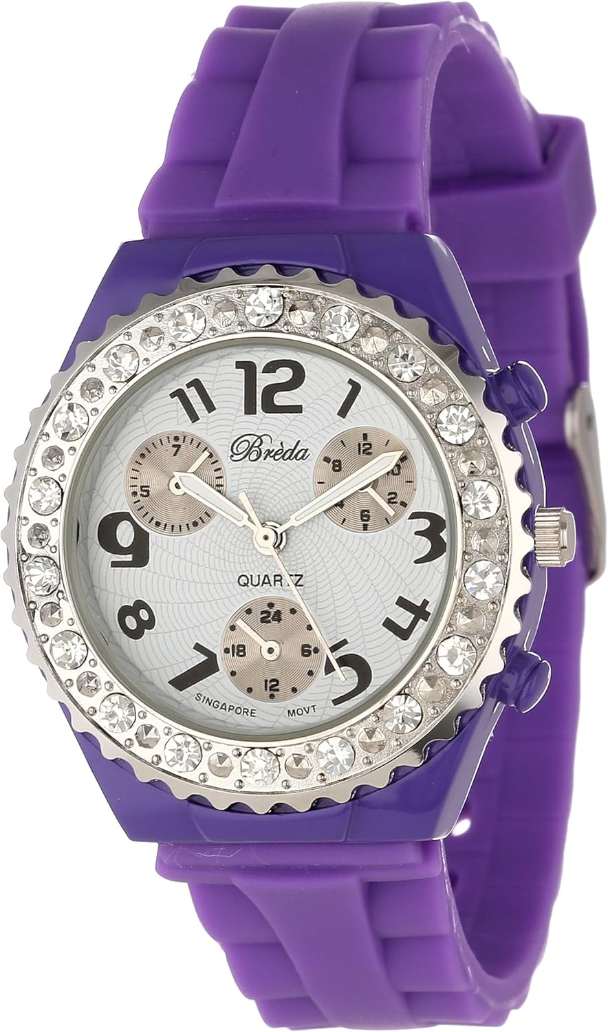 Breda Women's 8131_purple "Chloe" Rhinestone Jelly Watch