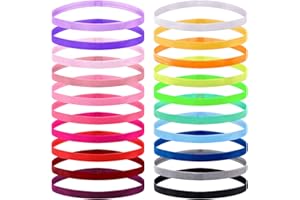 Duufin 20 Pieces Non-Slip Elastic Headbands Workout Headband Colorful Sweatband Fashion Yoga, Running Sport Headbands for Women, Men and Girls, 20 Colors Iridescence