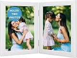 Clay Roberts Double Photo Frame 6x4 White Holds 2 Portrait Frames Twin Hinged