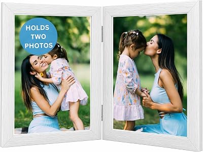 Clay Roberts Double Photo Frame 6x4 White Holds 2 Portrait Frames Twin Hinged