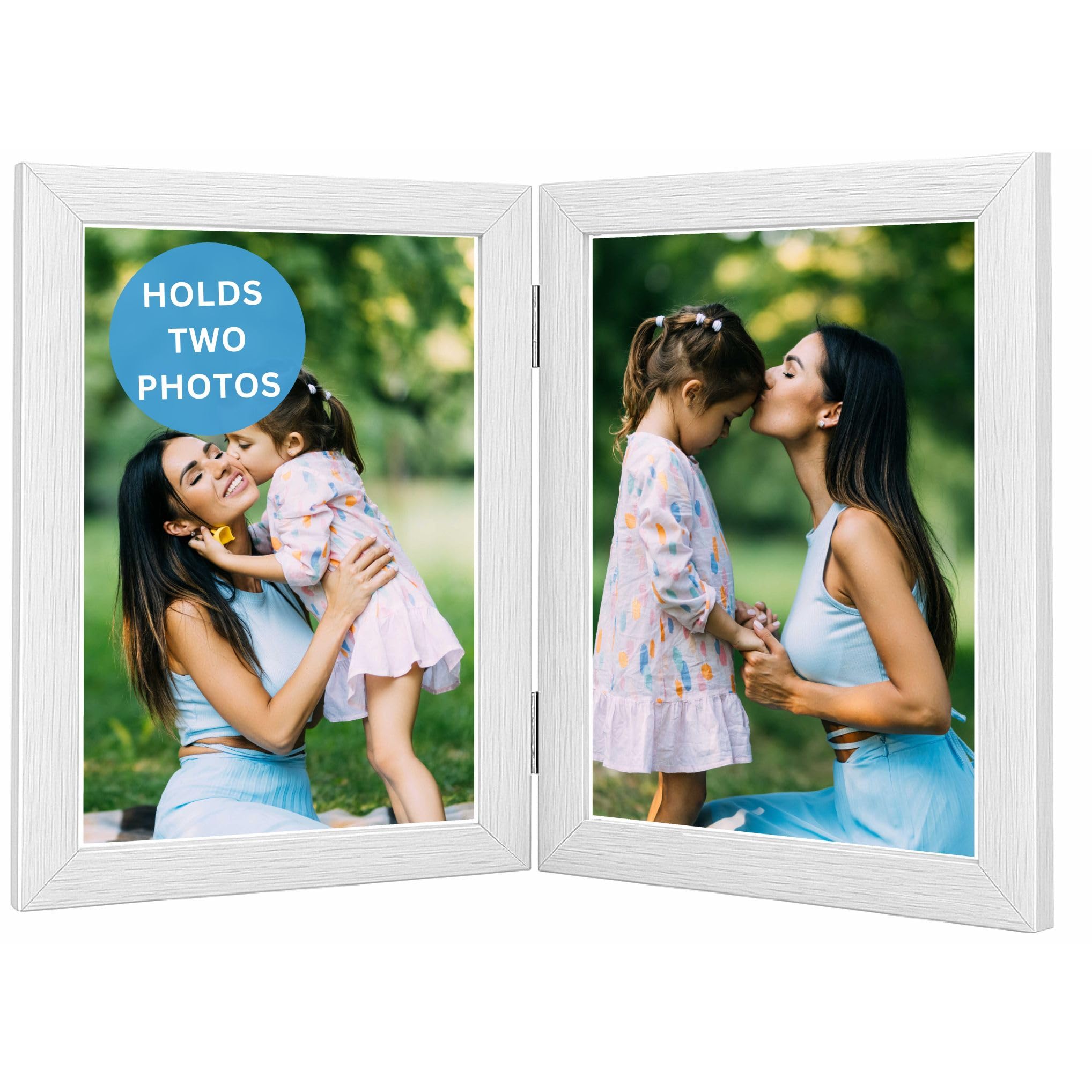 Double Photo Picture Frame 6 x 4, White, Holds 2 Photographs, Twin Hinged 6x4 10 x 15 cm White Frames 6x4 Photo Frames, 4x6 Photo Collage Gallery Display