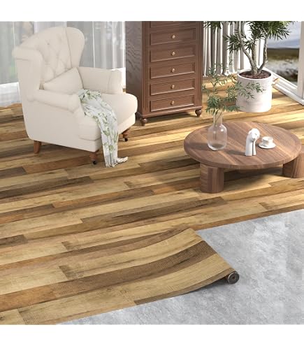 LACHEERY Peel & Stick Vinyl Wood Flooring Roll – 40cm X 2m, Waterproof, Self-Adhesive, 1.5mm Thick, For Kitchen, Bath, RV & More