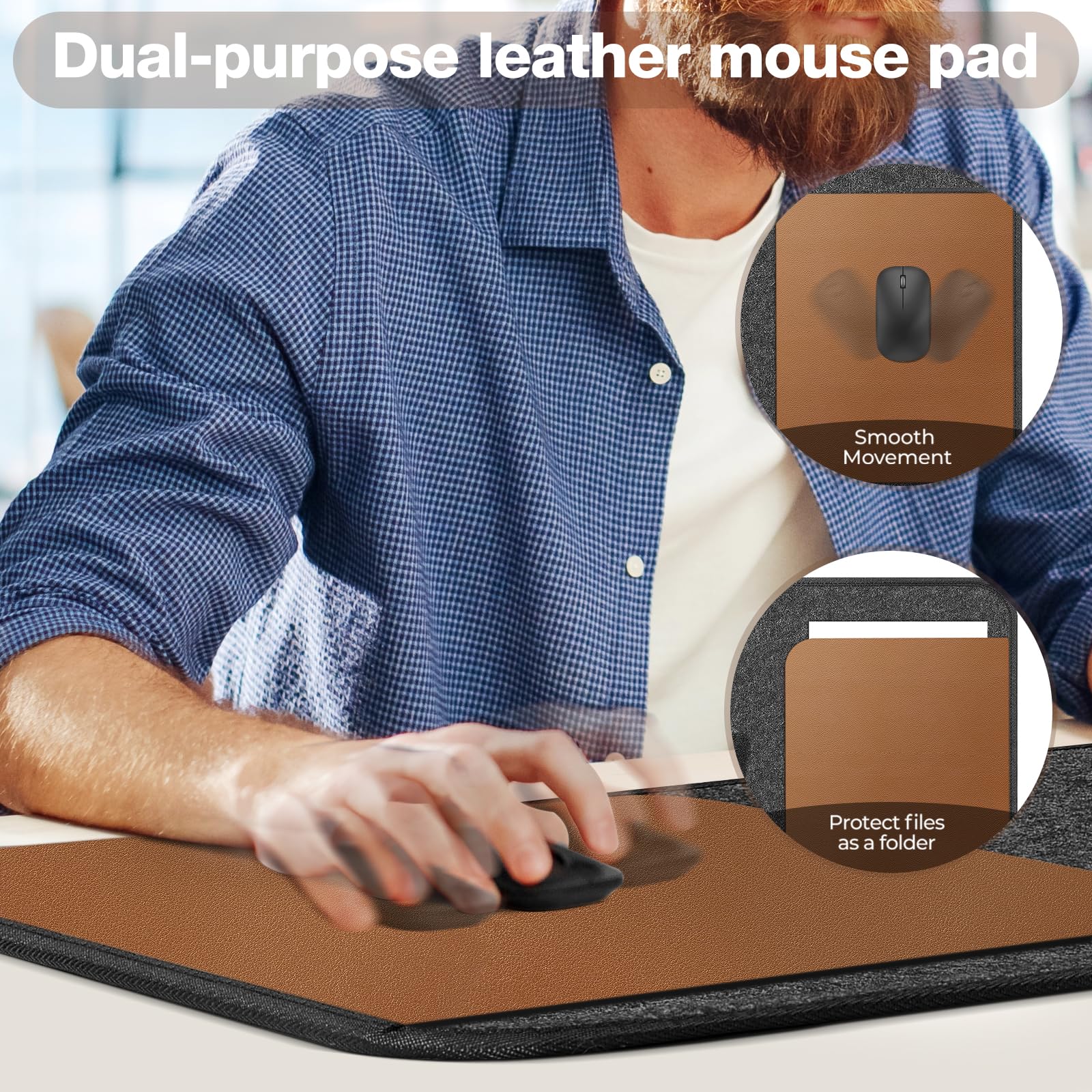 Eurhomewit Schreibtischunterlage Filz Rutschfest, 100X40cm Desk Mat, Unterlage Schreibtisch Unterlegmatte, Mauspad XXL, Schreibtisch Unterlage Tischunterlage Schreibtisch für Büro Zuhause -Dunkelgrau 4