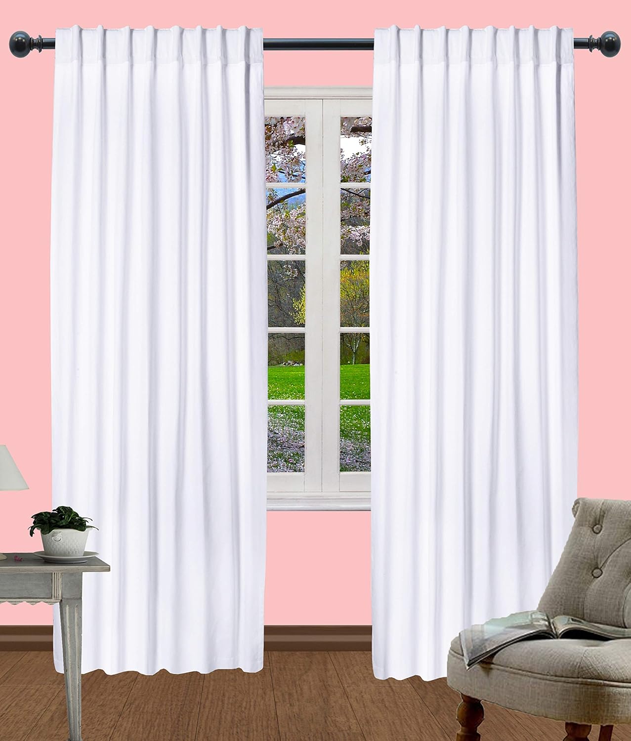 Amazon Com Light Pro White Kitchen Curtains Rod Pocket