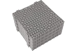 ZEONHAK Modular Interlocking Cushion,12 Pack 11.8 x 11.8 Inch PVC Interlocking Drainage Floor Tiles,Non-Slip Splicing Drainag