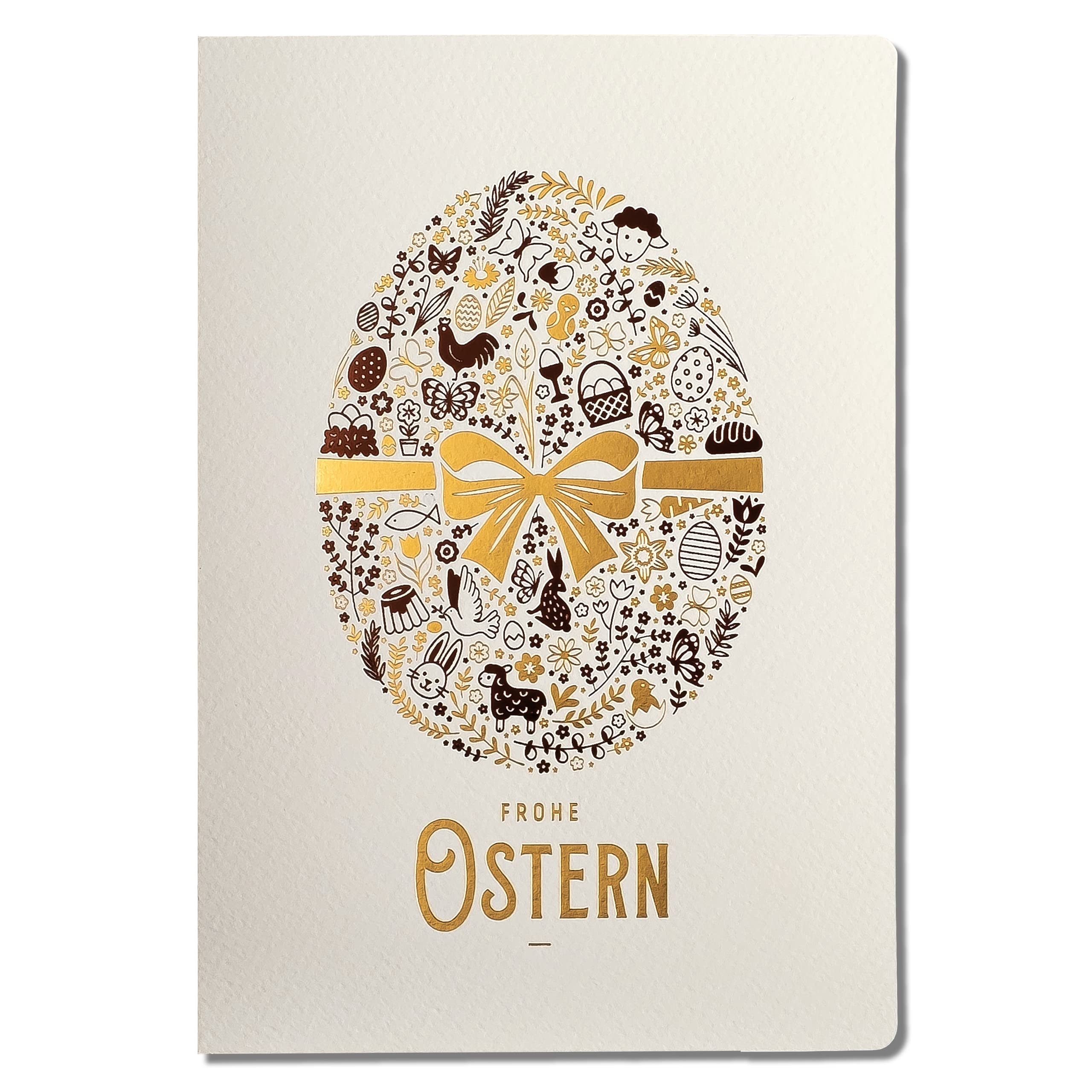 ART NUVO Exclusive Easter Cards – Set of 10 Manufacturing Cards in Light Beige 120 x 170 mm, Gold-Plated and Embossed Easter Motifs Made from Aquarell Jewellery Paper, with Beige Inserts and Envelopes