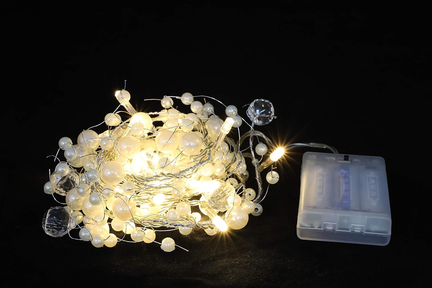 Christmas Concepts® 2m (6.6ft) Beaded Garland 20 Warm White LED Lights (Pearl) - Image 5