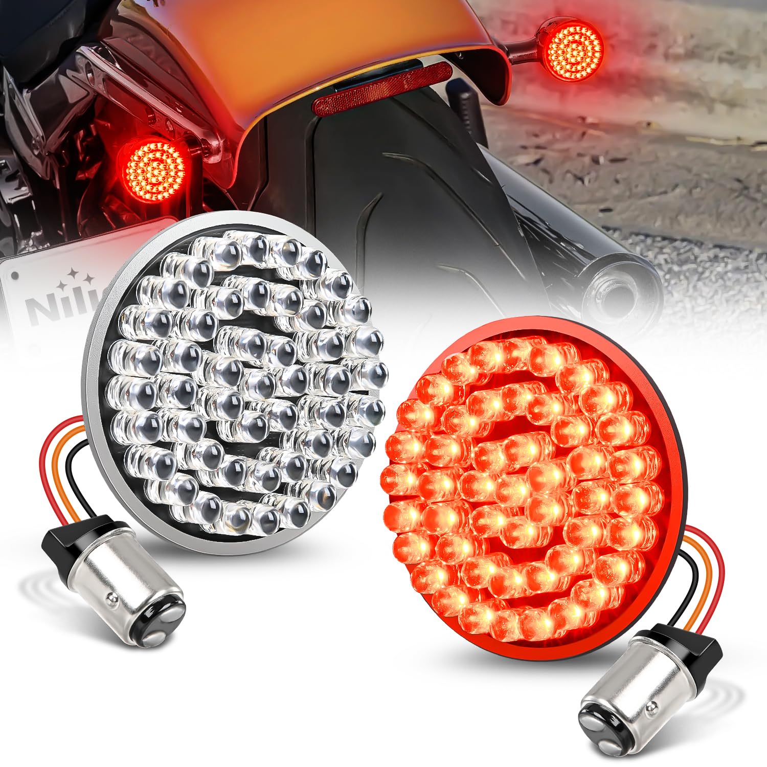 OUMURS LED Rear Tail Light For Honda Shadow VT 750/1100 & Harley Sportster – Smoked Lens
