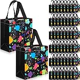 Kifmurase 50PCS Glow in the Dark Gift Bags, 9x7.9x3.5 Inch Neon Color Glow Party Favor Bag with Handles, Non Woven Birthday Gift Candy Bags for Hollenween Baby Shower Theme Party Decoration