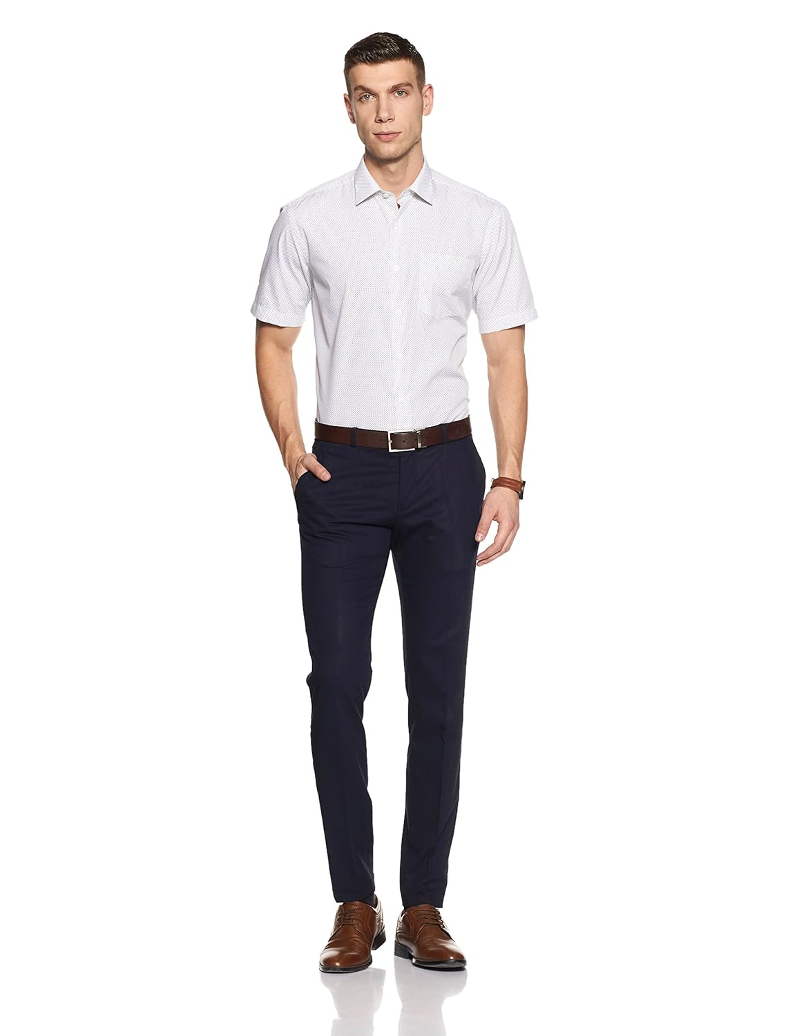 john players men's plain regular fit formal shirt