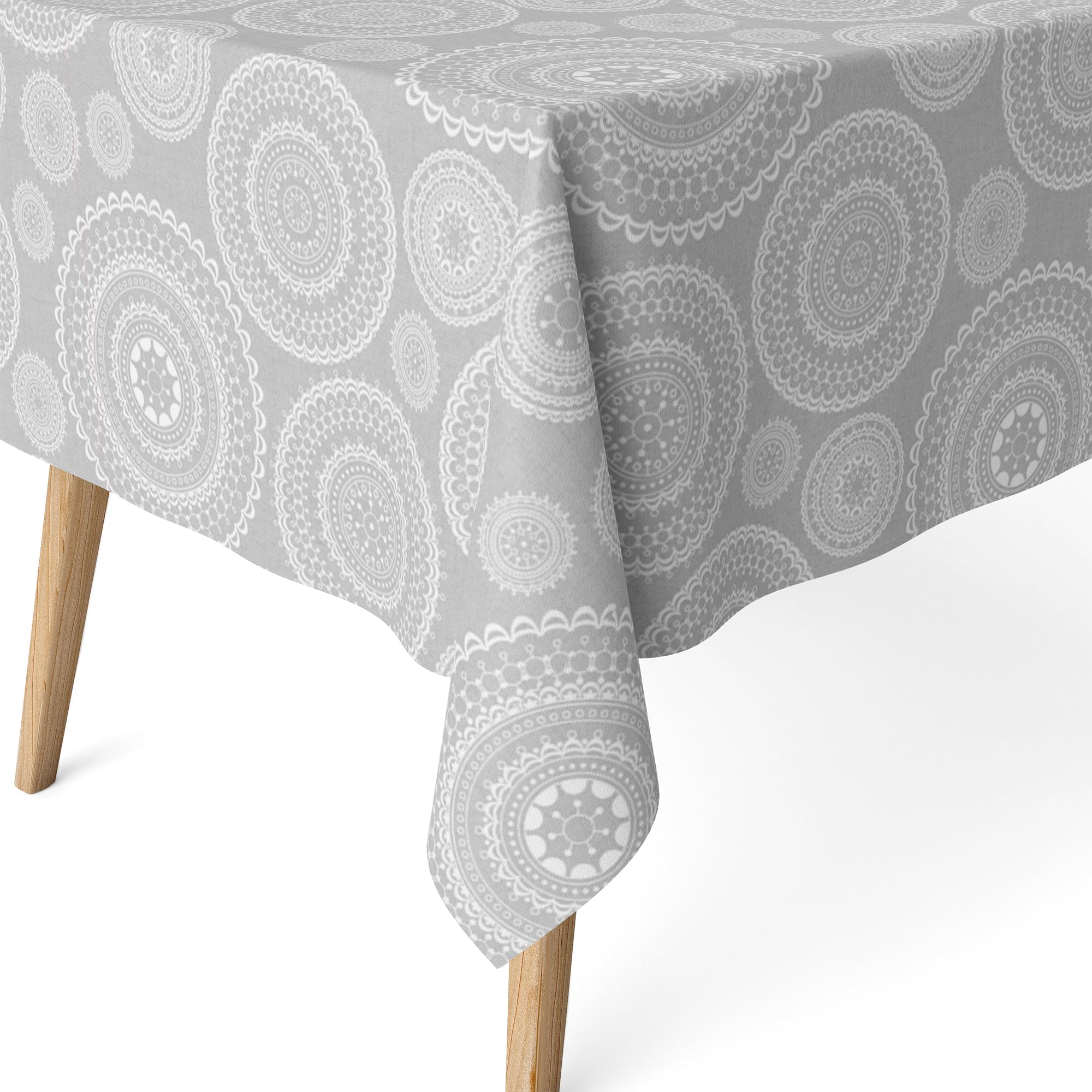 Martina Home Resin Tablecloth Mandala Grey 220 x 140 cm