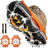 Crampons Ice Cleats Traction Snow Grips for Boots Shoes Women Men Anti Slip 19 Stainless Steel Spikes Safe Protect for Hiking Fishing Walking Climbing Mountaineering
