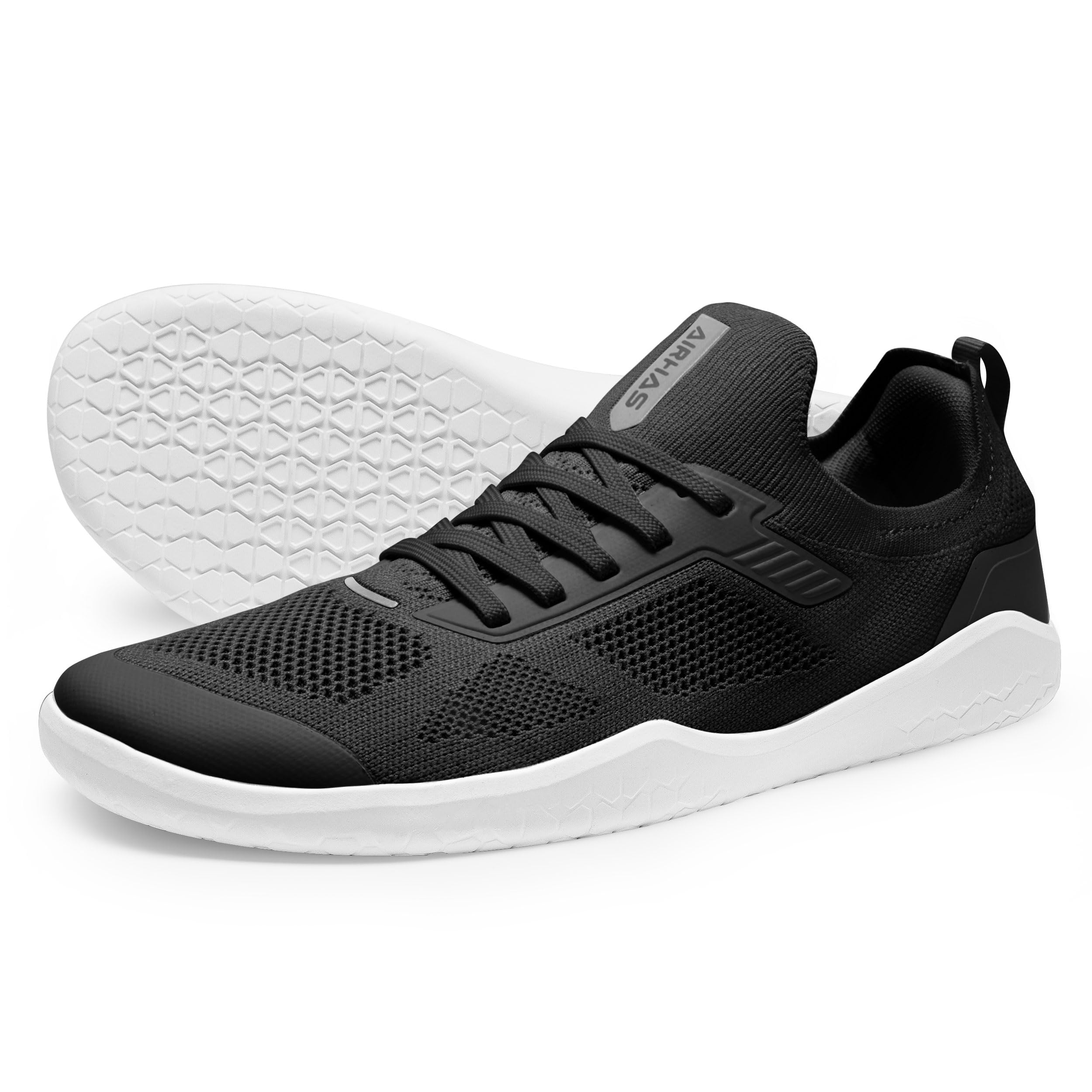 Photo 1 of AIRHAS Men's Barefoot Shoes Zero Drop Wide Toe Box Minimalist Gym Shoes for Men Deadlift Cross Training Sneakers (Black/White,11.0)
