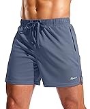 Pudolla Men's Workout Running Shorts with Zipper