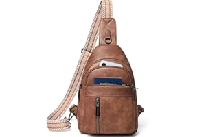 LATMAP 7L Sling Bag For Women Men Backpack Fanny Pack Crossbody Chest Travel Shoulder Belt Bags Purse Handbag PU Leather