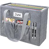 abcxgood Desktop File Organizer Box,Collapsible Hanging Filing Box,Home Office Document Storage Organizer with Front Pocket and Handles, Letter Size Folder.