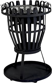 Mediablue Feuerkorb 68cm Feuerschale 48cm aus Stahl XXL und mit Grillrost, pulverbeschichtet in schwarz