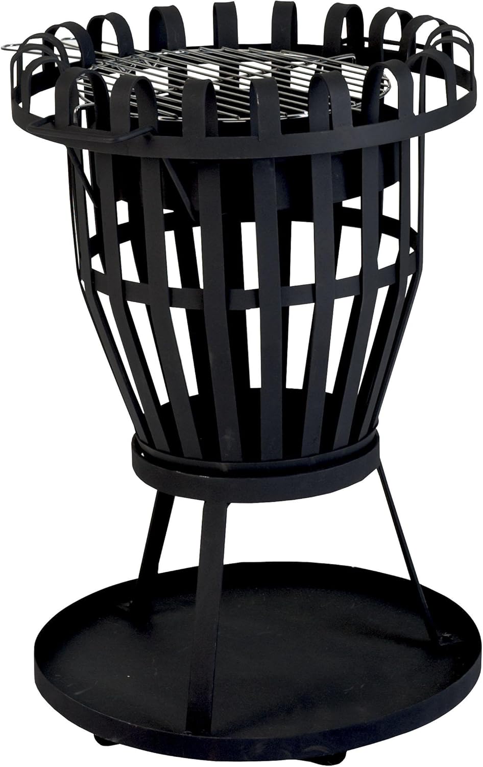 Mediablue Feuerkorb 68cm Feuerschale 48cm aus Stahl XXL und mit Grillrost, pulverbeschichtet in schwarz