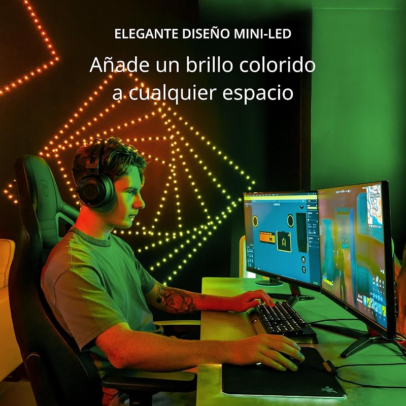 Dots - Cadena Flexible de Luces LED - Guirnalda con 200 LED RGB - Iluminación Interior y Exterior - Control por App, Cable Negro, 10m