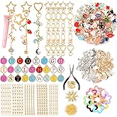 428Pcs Charms Lip Gloss Keychain Making Kit, DIY Bag Charm Kit with 25 Keychain Clips 25 Extender Chain 140 Charms Jewelry Plier & Beading Accessories, Jewelry Making Kit for Custom Keychains Gifts