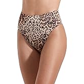 Gottex Luma Jasper High Waist Bikini Bottom- Shimmer Animal Print, High Leg, Light Bottom Coverage, Tops Sold Separately