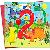 Twizler 2nd Birthday Card for Boys - Dinosaurs - Age 2 Year Old Childrens Happy Birthday Card for Boy - Son - Grandson