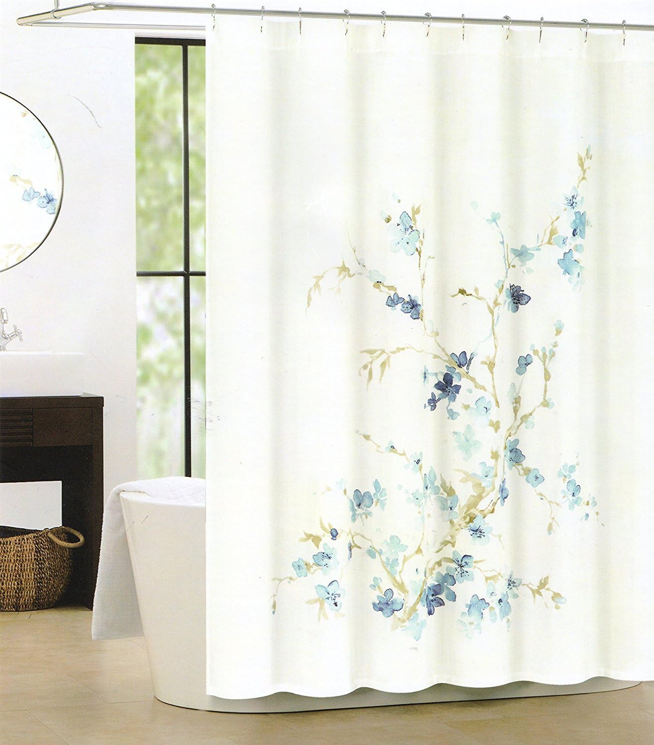 Amazon Com Tahari Luxury Cotton Blend Shower Curtain Printemps