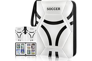 Lalasu Soccer Card Binder, 2024-2025 Soccer Trading Cards Binder with Wristband, 440 Double Sided Pockets Sleeves PU Card Albums Fit for Sports Cards for Collectors Boys and Girls Fans Gift