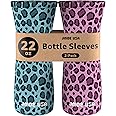 Jmoe USA 22oz Sleeve Compatible with Cirkul Water Bottle | Fits 22 oz Plastic and Stainless Steel Bottles | Neoprene Sweat Absorbing Material | Fitted Design | 2-Pack | Insulated Cover (Leopard)