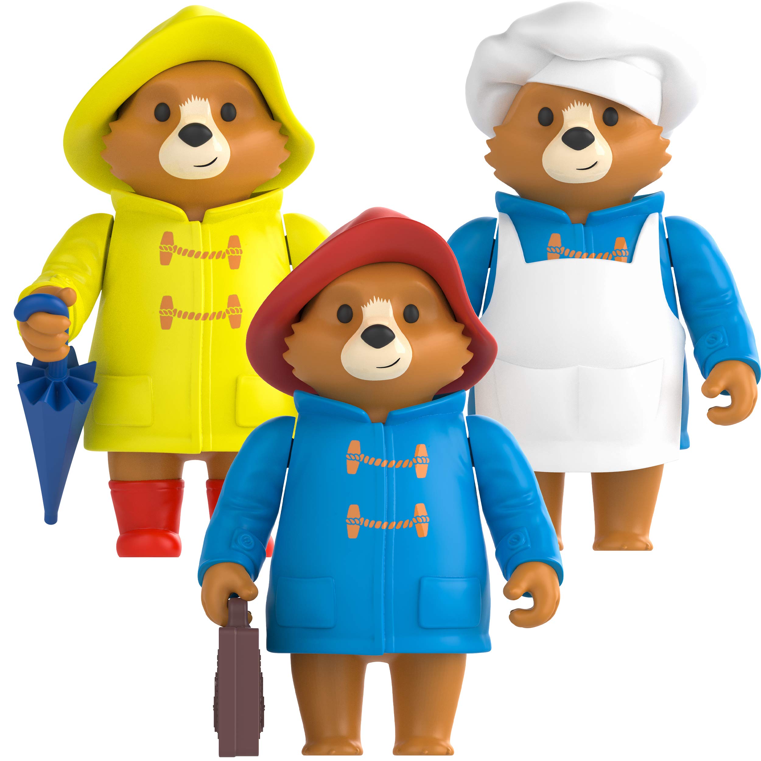 Rainbow Designs Official The Adventures Of Paddington Bear - Adjustable Early Years Plastic Toy Play Figure Bundle Children's Learning And Developmental Toy, 3 Pieces
