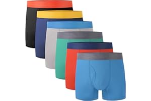 BAMBOO COOL Boys' Boxer Briefs 6-18Y Underwear Moisture-Wicking Lightweight and Ultra Soft 6-Pack
