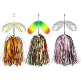 Tasdurian 3 Pcs 9 Inch Fishing Lure Spinner Bait Large Musky Spinner Baits for Bass Pike, Steel Treble Hooks, Double Brass Blades, Hard Metal