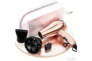 LURA Mini Portable Travel Hair Dryer:Dual Voltage Small Lightweight Blow Dryer with EU Plug,1200W Compact Hairdryer with Folding Handle,with Concentrator&Diffuser Attachment,for Women and Men