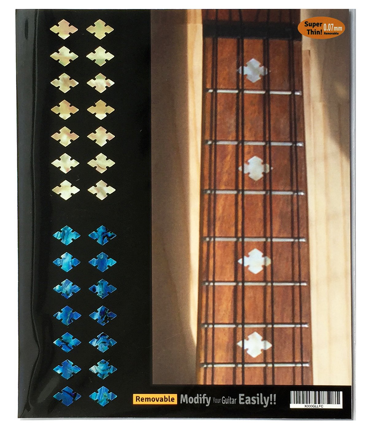 Inlaystickers UKF-247SD-AZ Fret Markers Inlay Stickers Decals for Ukuleles - Slotted Diamonds (2 Colours Set)