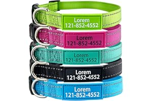 Personalized Dog Collar, Custom ID Collar Reflective Nylon Collar with Pet Name and Phone Number 4 Adjustable Sizes X-Small S