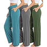 Sexy Basics 3 Pack Buttery Soft Pajama Pants for Women | Comfy Casual Lounge Pajama Bottoms | Drawstring & Pockets Pj