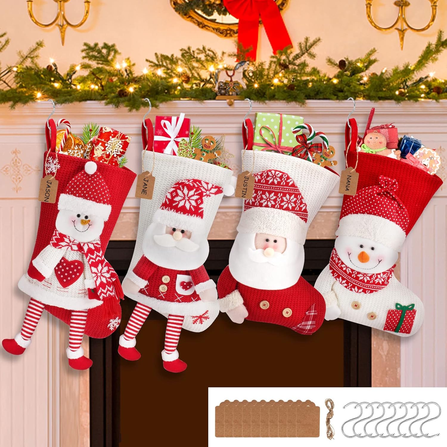 Stockings & Holders - Mukum 4 Pack Christmas Stockings 18