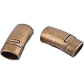 KONMAY 5 Sets 10.3x6.5mm Antique Brass Color Magnetic Clasp for Licorice Leather/Bracelet