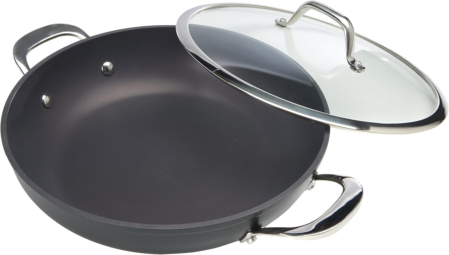 Brabantia 28 Cm Tritanium Skillet Saute Pan With Glass Lid And Helper